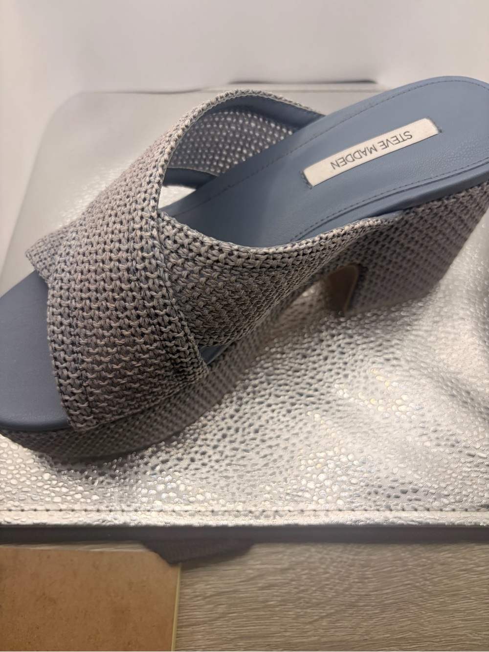 Steve Madden Light Gray Woven Mule Sandal